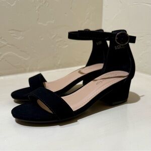 NWOT Lucky Top Black Suede Ankle Strap Heels